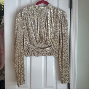 Lush Metallic Leopard Print Blouse
